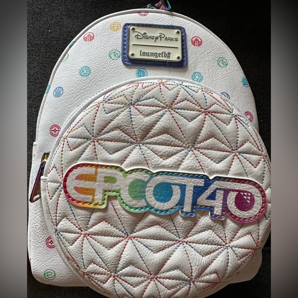 Loungefly EPCOT40 White Multicolor Backpack